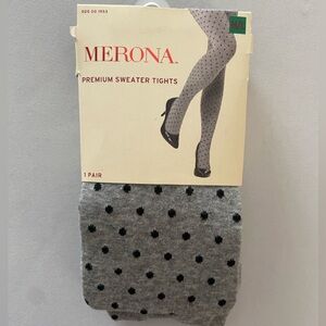 NWT Merona Premium Gray and Black Polka Dot Sweater Tights